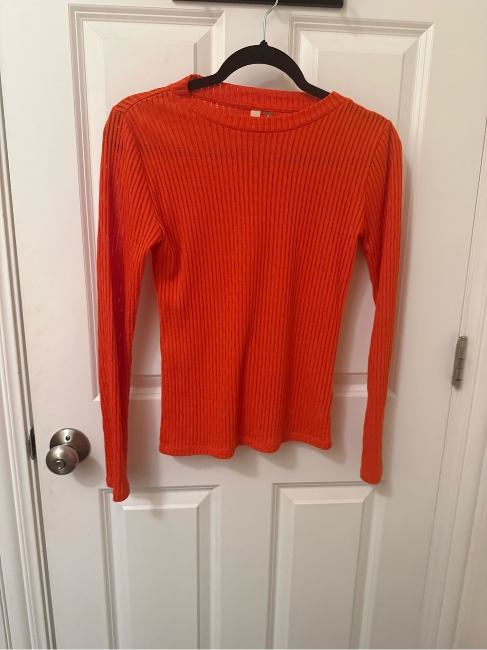 Anthropology Pilcro Crewneck Ribbed Long-Sleeve Top - Orange